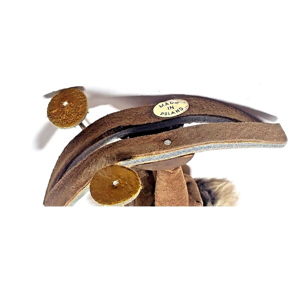 Vintage Polish Skier Doll Real Fur Hood Hand Painted Face Leather Suede - Picture 8 of 16